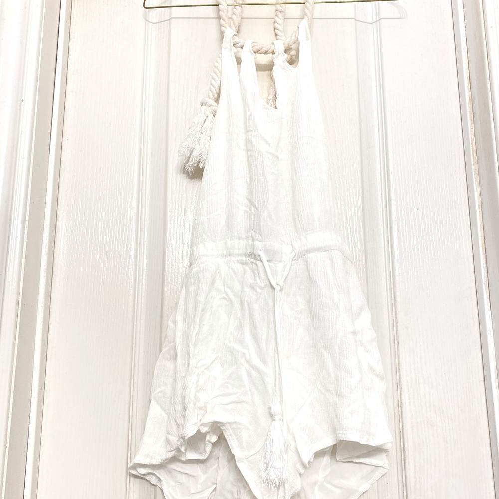 NUDE white romper with rope tie and open back